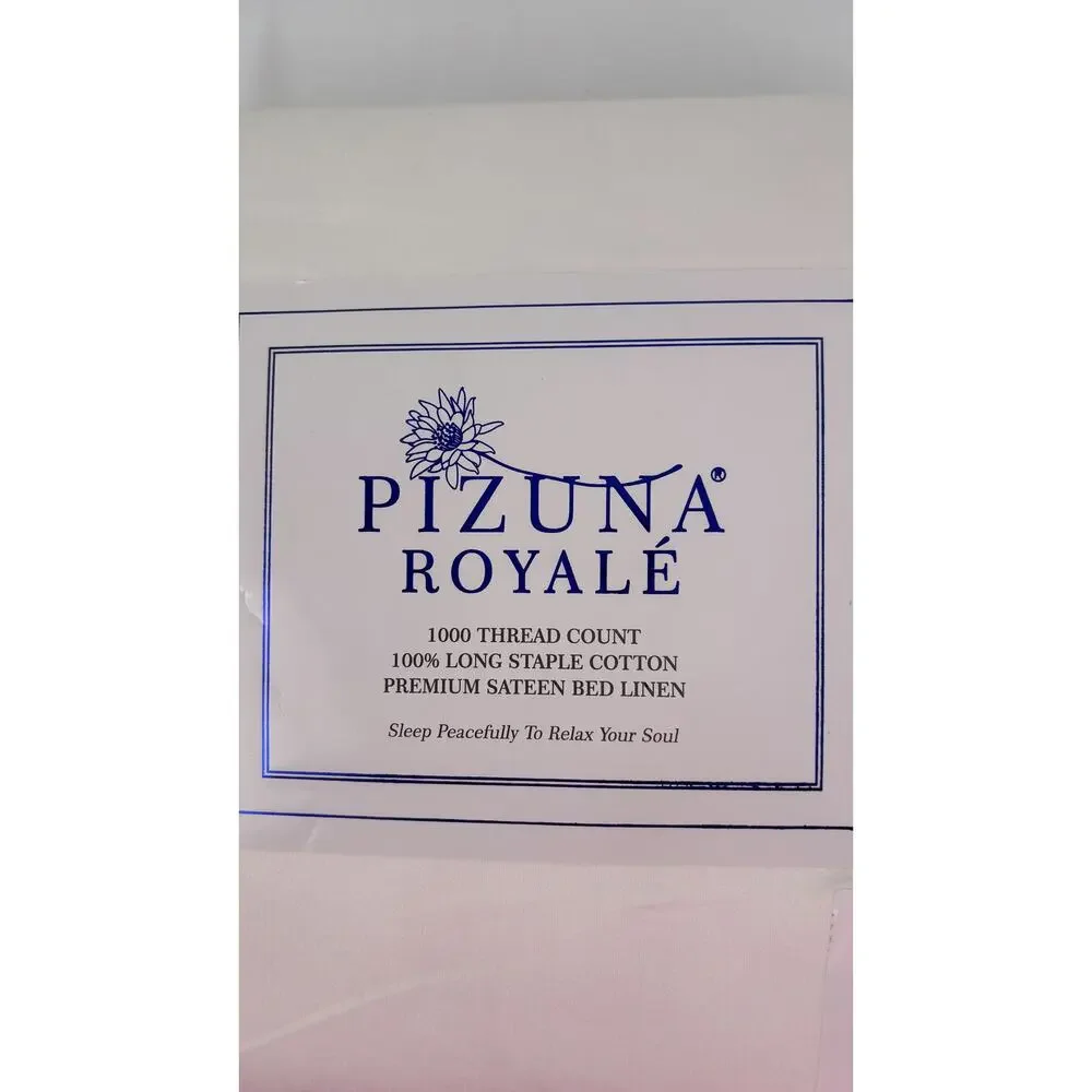 Pizuna Royale 1000 Thread Count Twin Sheet Set White 100% Cotton Sateen New